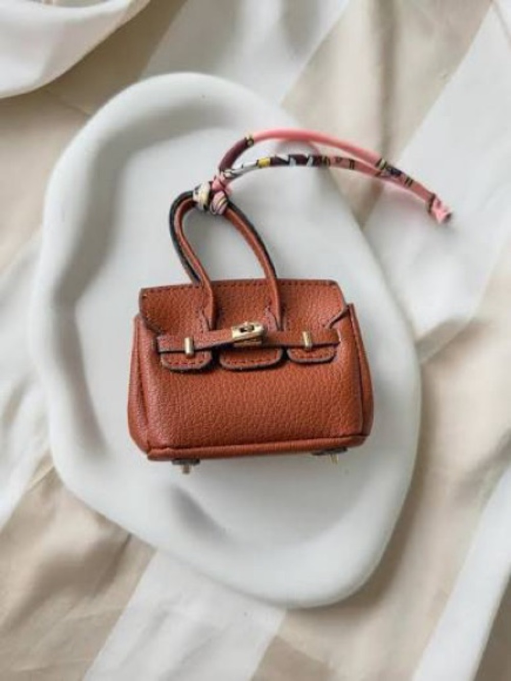 Leather Top-Handle Mini Bag in Cognac Brown